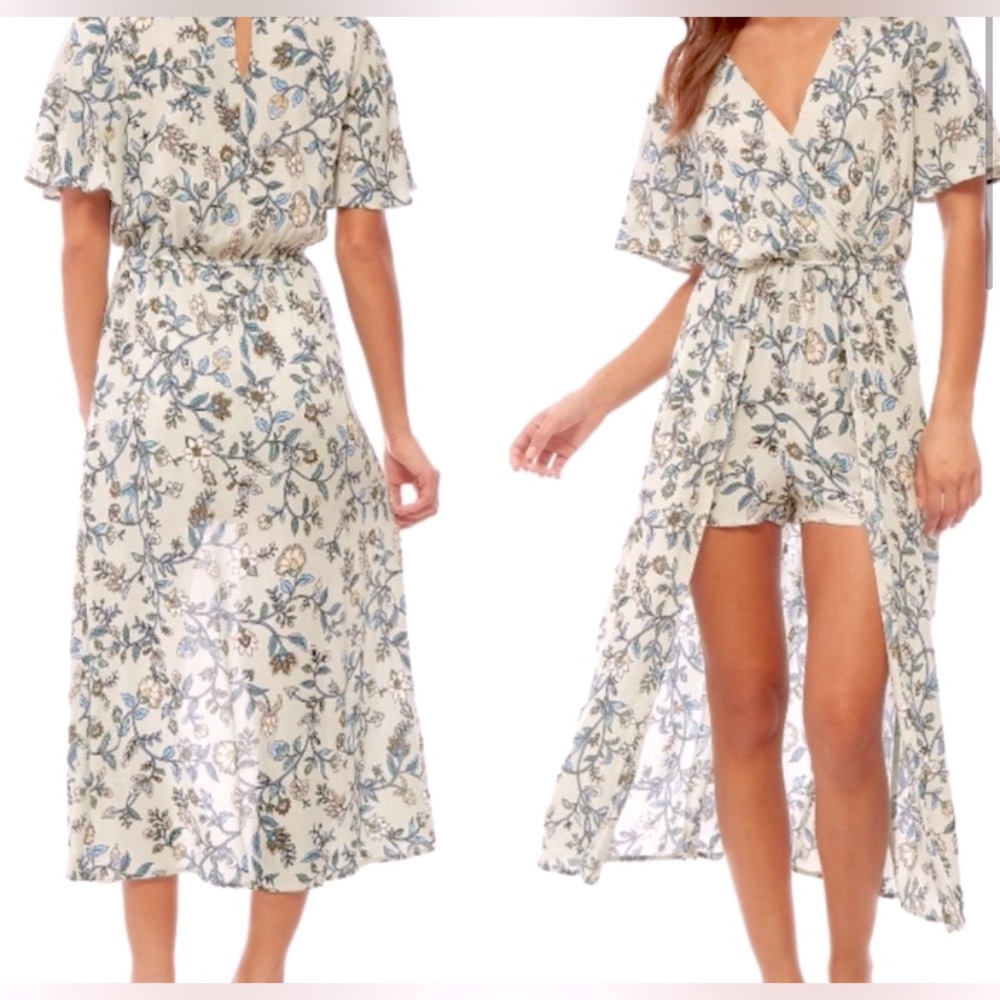 Speechless Floral Walkthrough Short Sleeve Shorts Jumpsuit Dress